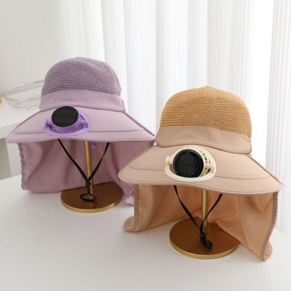 Breathable Solar Fan Cap Anti-UV Cooling Fan Hat Women Sun Hat Sun Cap  Tea Picking