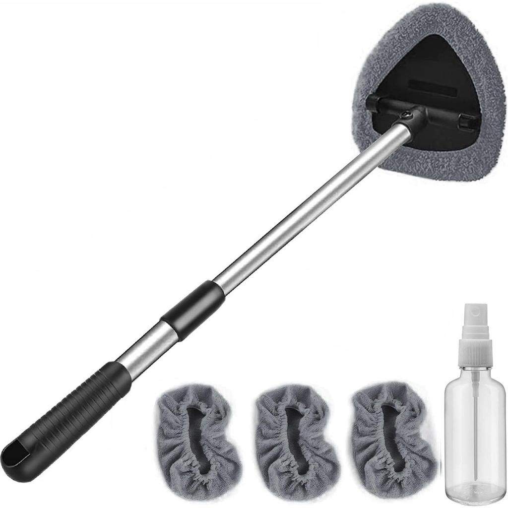 Windshield Cleaning Tool Windshield Cleaning Wand Auto Window Cleaner,4 Pieces Reusable Cloth Pads for Car Interior, Dirty Car Washing Brushes