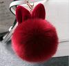 Cute Fluffy Bunny Toys Bear Keychain Rabbit Ear Key Chain Fur Woman Bag Charms Keyring Pom  Charm Pendant