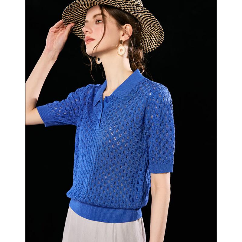 Wudao Women's Polo Crochet Knit Top