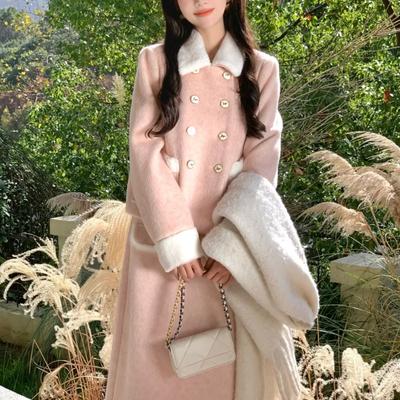 Winter New Pink Thickened Two-piece Set Casual Style Long Coat High Quality Women's Coat Sexy Long Coat