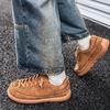 Classic Series Of Comfortable Men'S Round-Toed Casual Versatile Walking Shoes With Retro Flat Toe Cap For Autumn And Winter