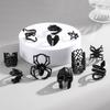 Electrophoretic Black Adjustable Snake Skull Love Spider Mask 11-piece Ring Set