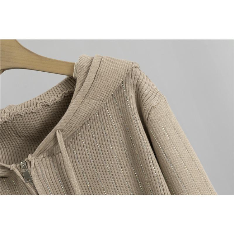 Women's Plus Size Wide Leg Pants Hooded Knit Cardigan Set Autumn Fashion Loose Casual Pant Suit