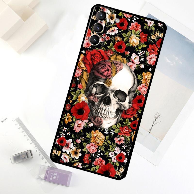 Horror Schädel Gothic Handyhülle Für Samsung Galaxy S24 FE S20 FE S21 S22 S23 S24 S25 Ultra S9 S10 S25 Plus Hülle