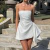 Women's Fashionable Print Round Neck Loose Short Sleeved Pocket Pullover Dress
