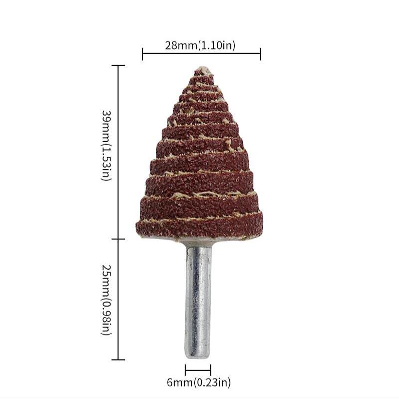 Conical Sandpaper Grinding Head With Handle, Sandcloth Grinding Head, 6mm Round Handle, Polished Pointed Impeller