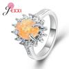Sparkling Orange Oval Opal Stones 925 Sterling Silver Sunflowers Shaped Rings Jewelry Gifts For Women Wedding Anniversary