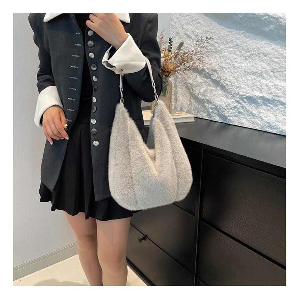 Tote Bag Women Plush Stitching Daily