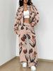 Black Retro Style Explosion Autumn and Winter New European and American Women's Clothing Flower Printing Suit Women