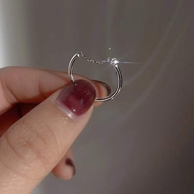 Korean Croissant Open Pig Nose Adjustable Double-Layer Ring for Women