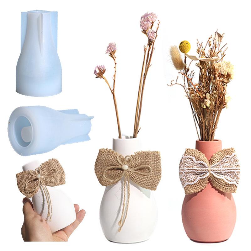 DIY Flower Pot Craft Ornaments Making Mold Plaster Epoxy Resin Casting Molds Home Decor Handmade Concrete Vase Silicone Mold