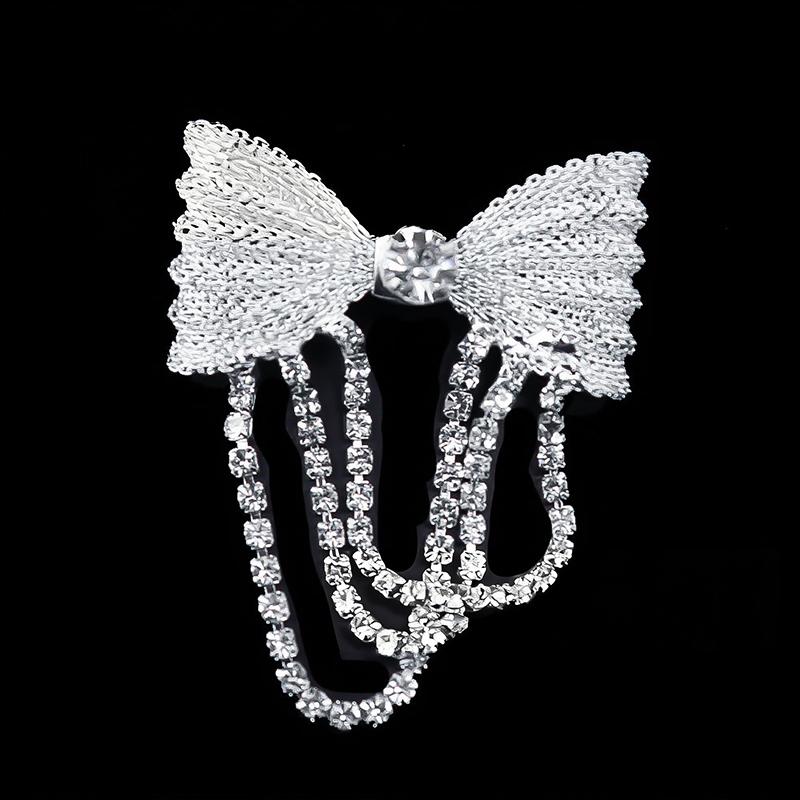 Crystal Bowknot Brooch Charming Women Lapel Pin Gorgeous Rhinestone Sweater Suit Accessory for Special Gatherings