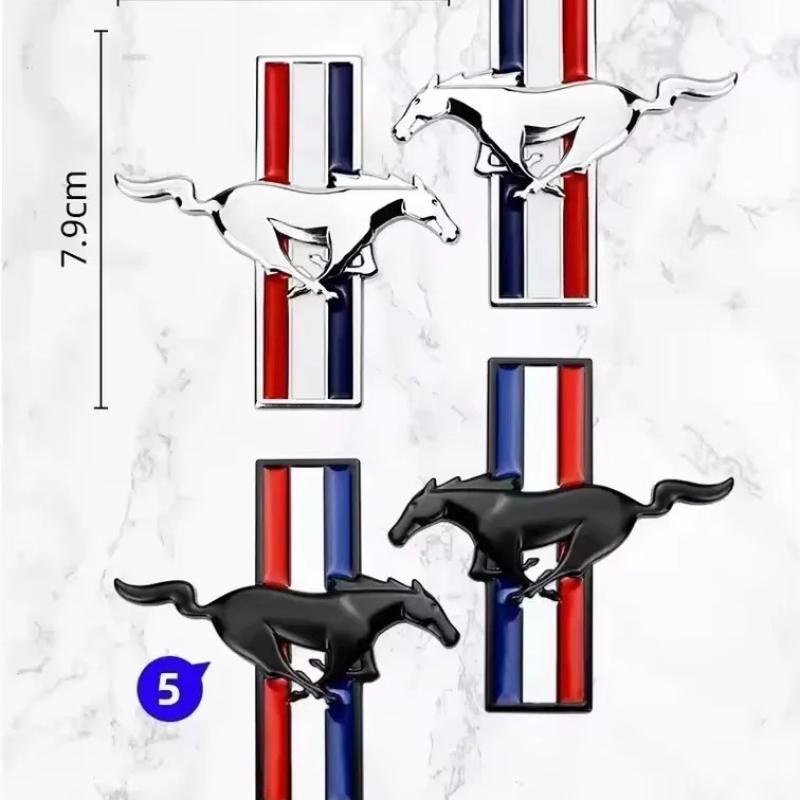 Car 3D Metal Badges Fender Side Stickers Running Horse Styling