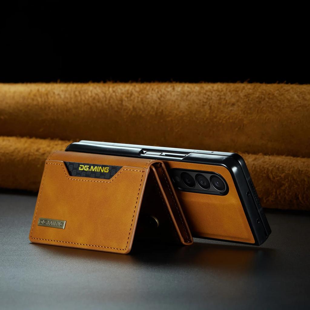 2 in 1 Detachable Leather Cards Holder Wallet Cover For Samsung Galaxy Z Fold 6 5 4 5G Fold4 Fold3 Magnetic Card Bag Stand Case