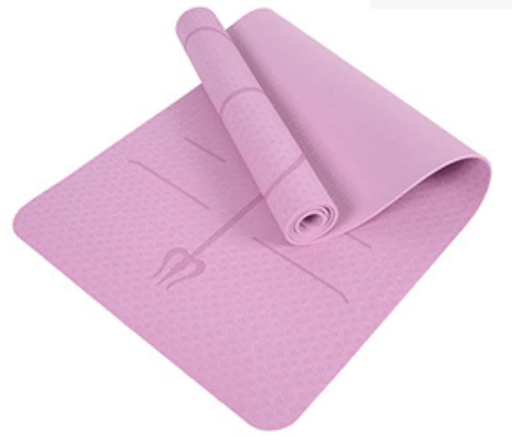 TPE Silent Shock Absorption Non-slip Dance Home Yoga Mat Thickened Widened Yoga Mat бледно-розовый