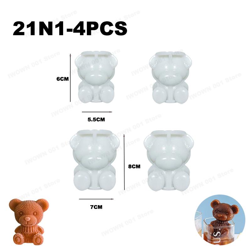 Cute 3D Bear Shape Silicone Ice Cube Mold Ice Grinder Ice Cream Making Molds Cold Drink Coffee DIY Tools for Home Use