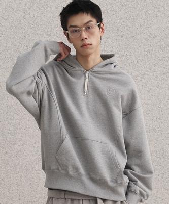 Flow Curve Hoodie Half Zip_Melange Gray