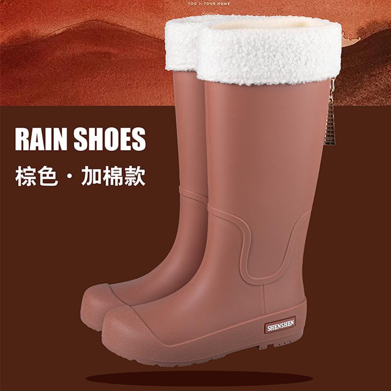 High-top Rain Shoes Women's New Trendy Waterproof Shoes Fashionable Outer Wear Non-slip and Wear-resistant Thickened Rain Boots Rubber Shoes