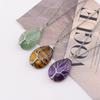 Natural Stone Crystal Agate Water Drop Winding Silk Tree Of Life Pendant Necklace Sweater Chain Water Drop Rough Stone N779