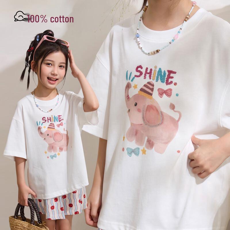 Girl s Pink Elephant Rhinestone Cotton T-shirt 120