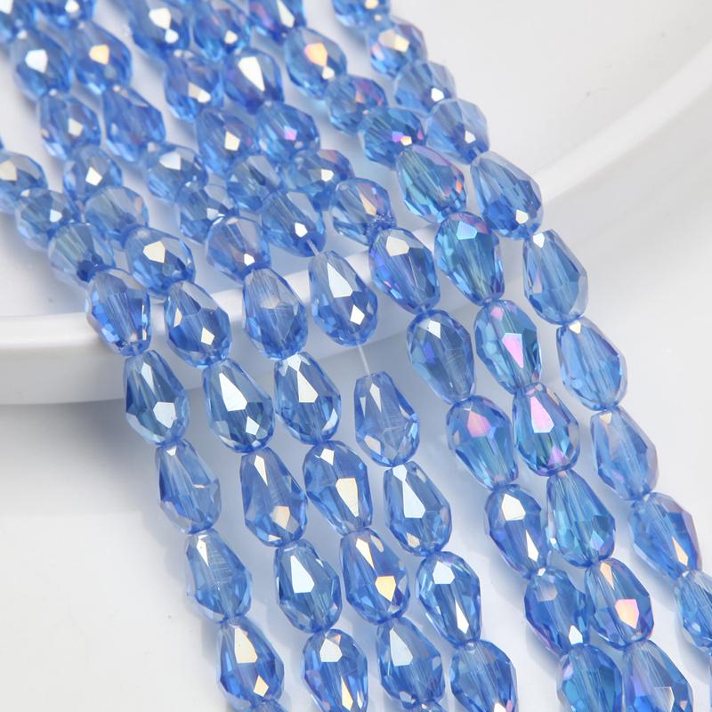 1 Strang 8x12mm Abstandshalter Wassertropfen Perlen AB Glanz Glas Kristall Perlen Armbänder für Damen Zubehör Perlen für Schmuckherstellung