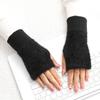 New Solid Color Winter Half Finger Gloves Women Girls Mink Fleece Plush Knitted Soft Finger-less Gloves Wrist Mittens Writing