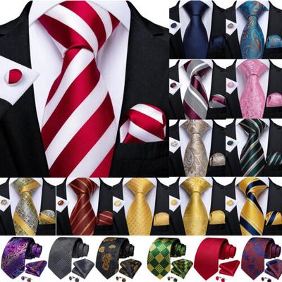 Herren-Krawatten aus Seide, Blau, Rot, Schwarz, Gold, einfarbig, Paisleymuster, gestreift, Krawatten-Set für Hochzeit