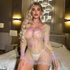 Sexy Colorful Fishnet Dress Sexy Mesh Hollow Out See Through Bodycon Dress Erotic Transparent Tights Lingerie Costumes