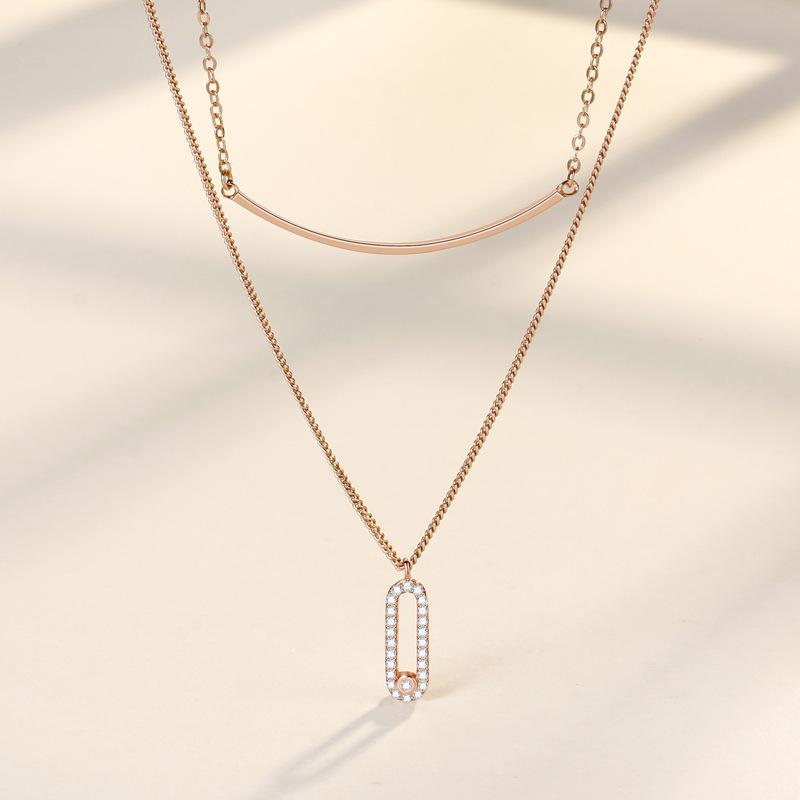 Double Smile Necklace Women'S Fashion Versatile Ins Style Geometric Pendant Stacked Necklace Premium Durable Quality