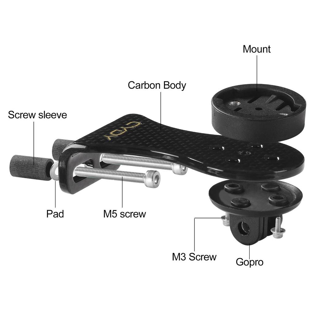 CYDY Carbon Fiber Bike Computer Mount for Garmin, Bryton, XOSS, Wahoo - Bicycle Extension Seat