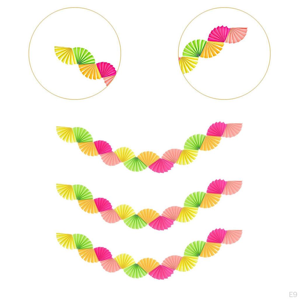 3Pcs Paper Fans Garland Background Banner Ceiling Hanging Decoration for Carnival Wedding Shower