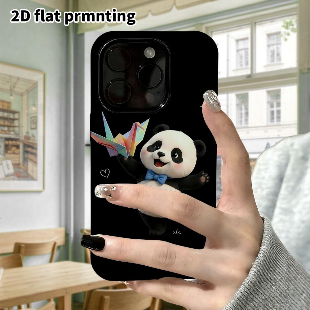 Phone Case: 2D Flat, Suitable for iPhone 18 17 16 15 14 13 12 Pro Protective Case, Cartoon Panda, Perfect Christmas and Halloween Holiday Gift
