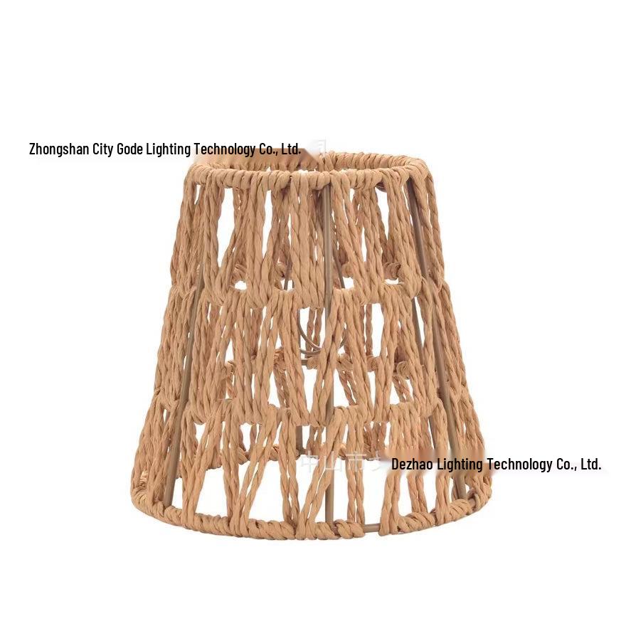 Abajur Boem din Bambus Țesut Manual cu Frânghie de Hârtie