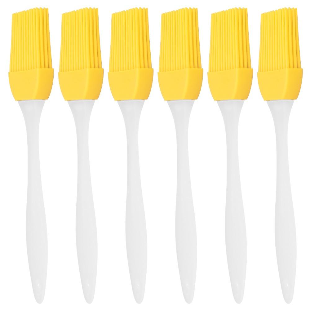 6Pcs Kitchen Gadget Silicone Oil Brush Food Grade Yellow Grill Scrubber Premium Non-Stick Pastry Scrubber Baking