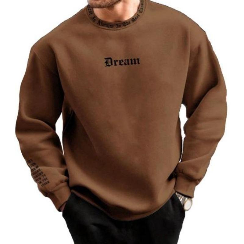 Мужской осенне-зимний свитшот с круглым вырезом и длинным рукавом с буквенным принтом — фото 5