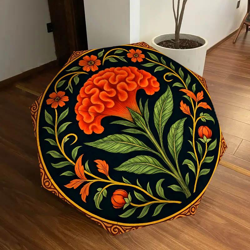 1pc Brain Flower Ornament Umbrella with Plastic Handle,Suitable for All Seasons Home Travel Outdoor UmbrellaDD1330