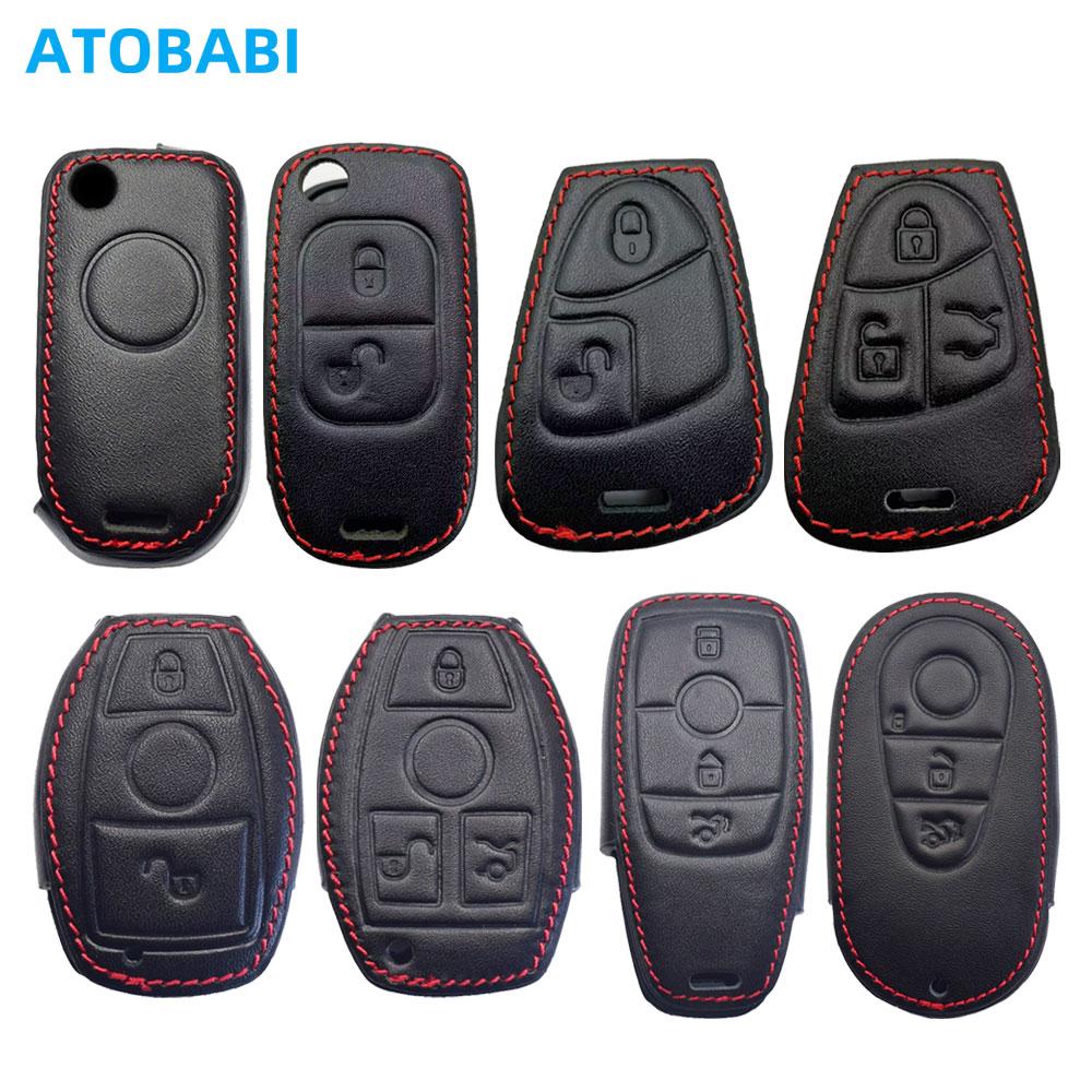 Leather Car Key Cover Bag For Mercedes Benz A B C E G S R Class AMG W213 W223 W206 W222 E200 E300 Remote Control Fobs Shell Protector Case