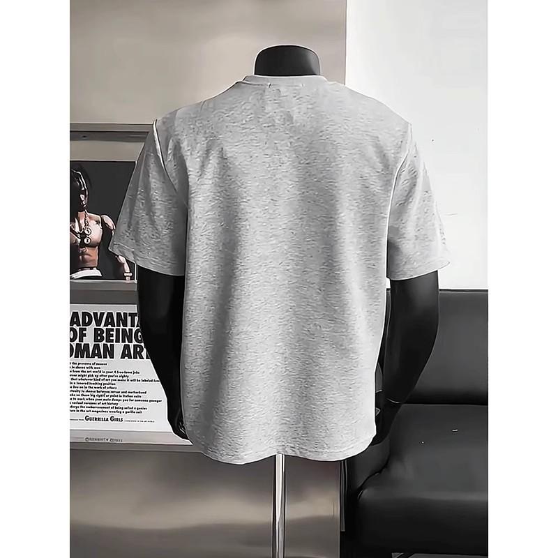 Hundreds of Stretch Solid Color Fit Wrinkle Loose Men's Short-sleeved Fashion Short-sleeved Tops Comfortable Lightweight T-shirt