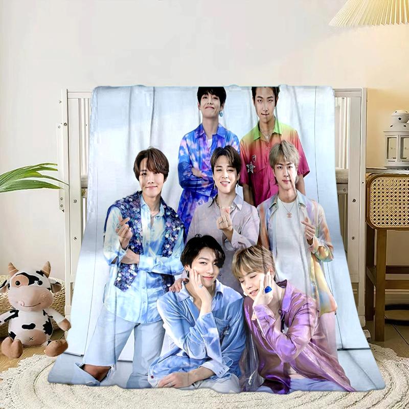 Colorful kpop Artwork Blanket Flannel Blanket for bed, sofa, Camping, Hiking, Picnic Essentials, gift for family Fan gifts