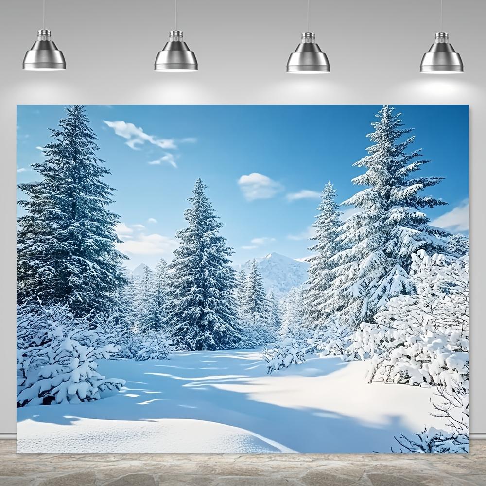 1pc Rustic Polyester Christmas Backdrop, Sparkling Winter Wonderland Scene, Durable Holiday Party Decoration, No Electricity Nee