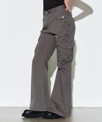 Hellenepaliseu Gusset Pocket Pigment Bootcut Pants [Grey]