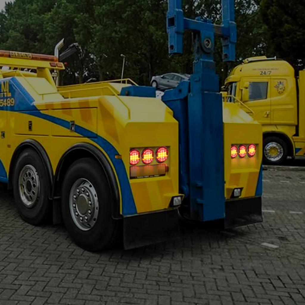 Biqing 2PCS Trailer Tail 20 LED Round Hamburger Brake Lights Waterproof Truck Rear Lights Stop Indicator Lamps for 12V 24V Trailer Truck Lorry Caravan