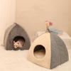 Teepee Shape Cat Cave Bed Pet Tent House Soft Cushion Anti-Slip Bottom
