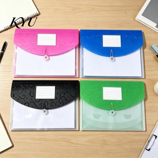 Student File Holder Expandable Document Folder with Label Slot, Layered Design Waterproof PP Envelope, Secure Rope Closure Organizer for Office