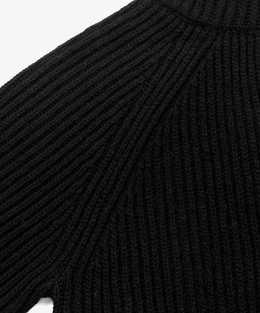 Toffee Women W Two-Way Collar Crop Knit Zip-Up (Black)