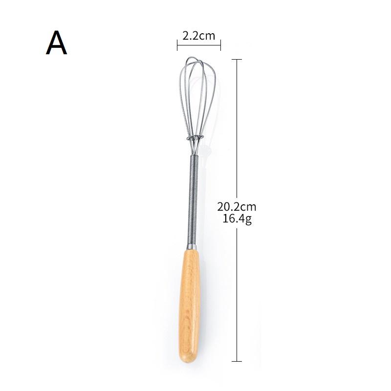 

Whisk With Solid Wood Handle Kitchen Mini Stainless Steel Egg Beater Milk Whipper Whisk Wire For Blending Beating A