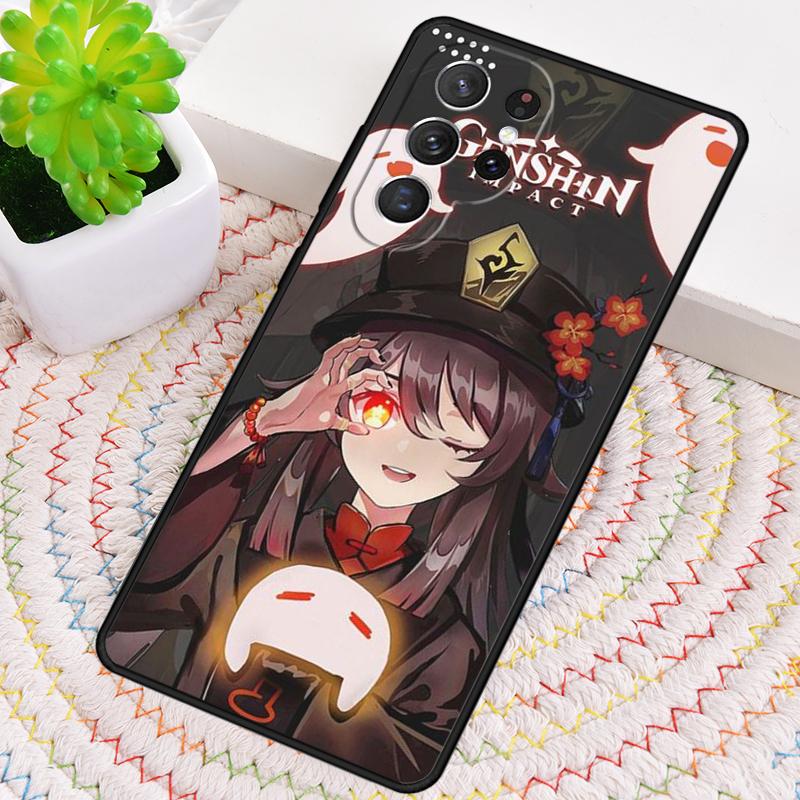Hu Tao Genshin Impact chibi Silicone Phone Case For Samsung Galaxy note 10 pro S26 S25 S24 S23 S22 S21 Plus S25Ultra Capa Cover