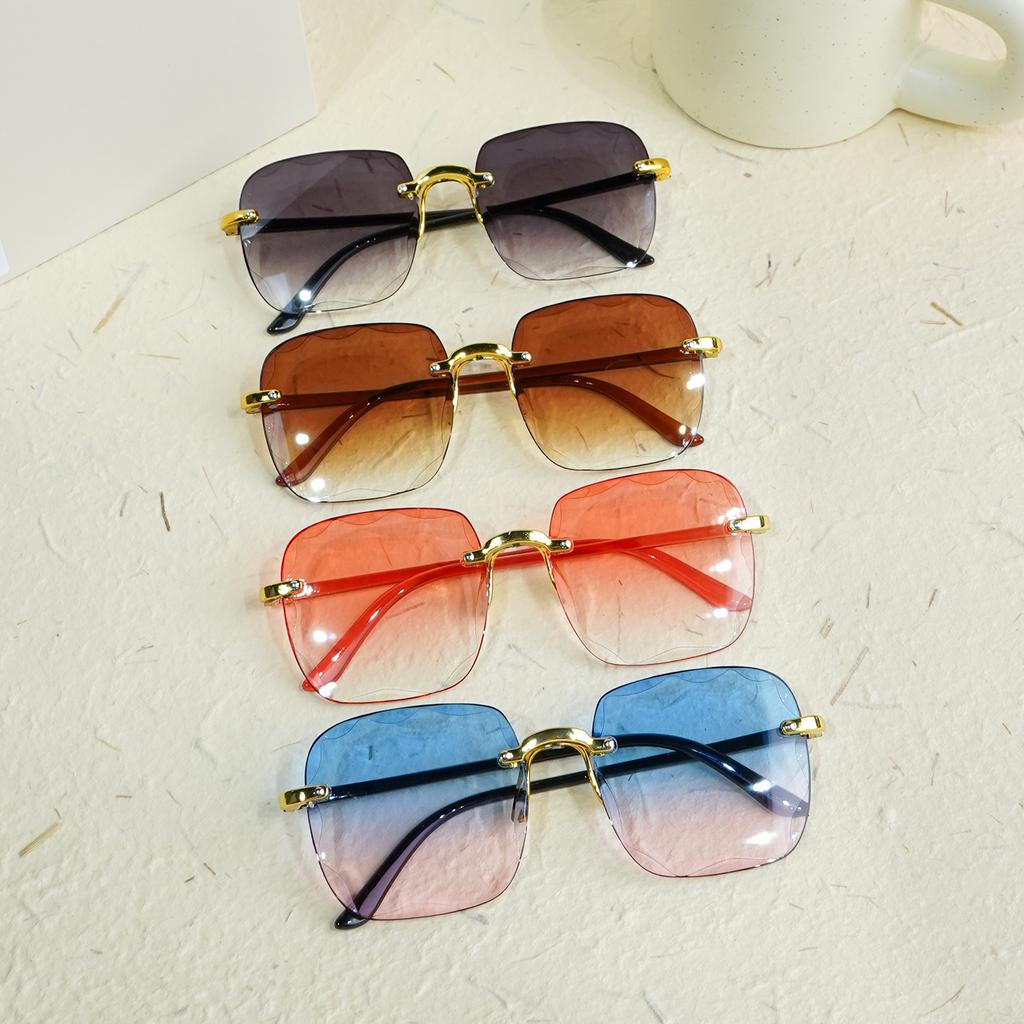 Square Rimless Fashion Fashion Sunglasses For Girl Gradient Lens For Travel Decoration