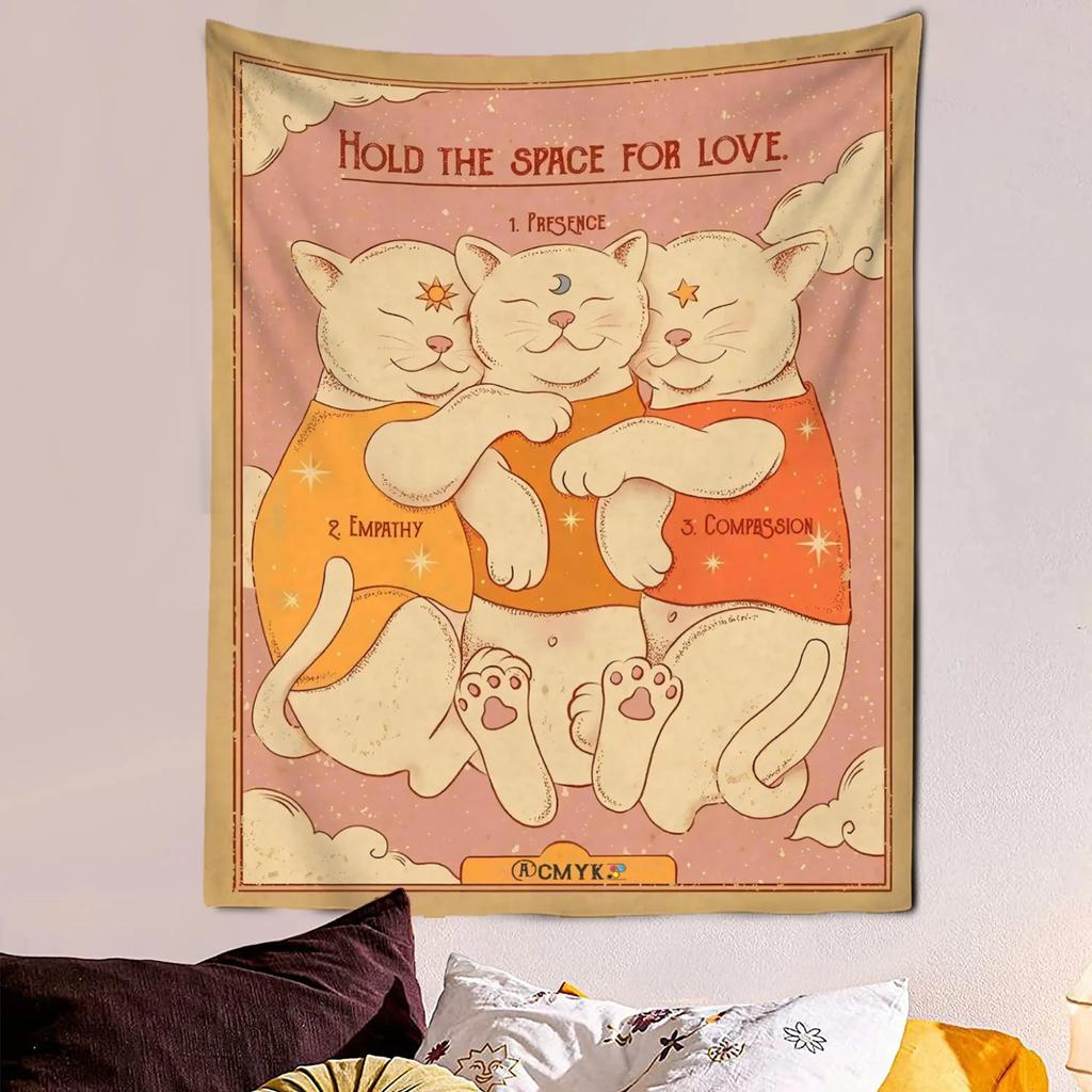 VIKAMA Adorable Cat Tarot Tapestry Cute Cartoon Wall Art Perfect for Bedrooms Dorm Rooms and Living Rooms